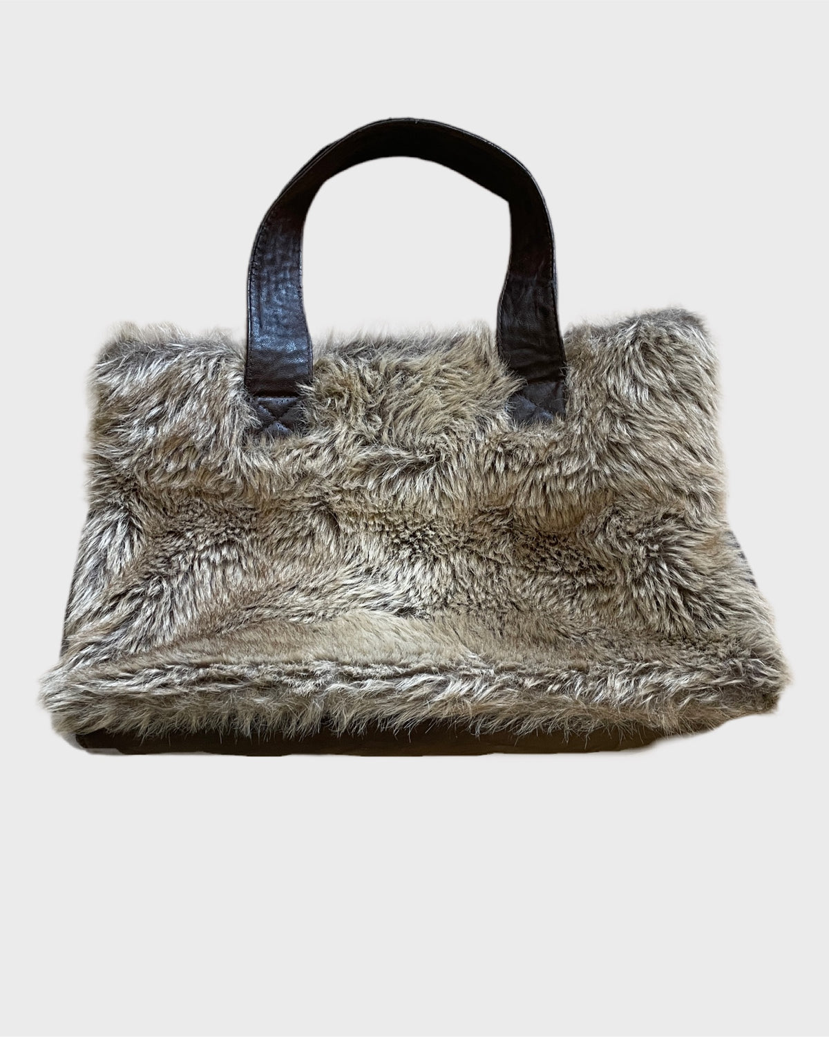 Faux Fur & Leather Tote Bag