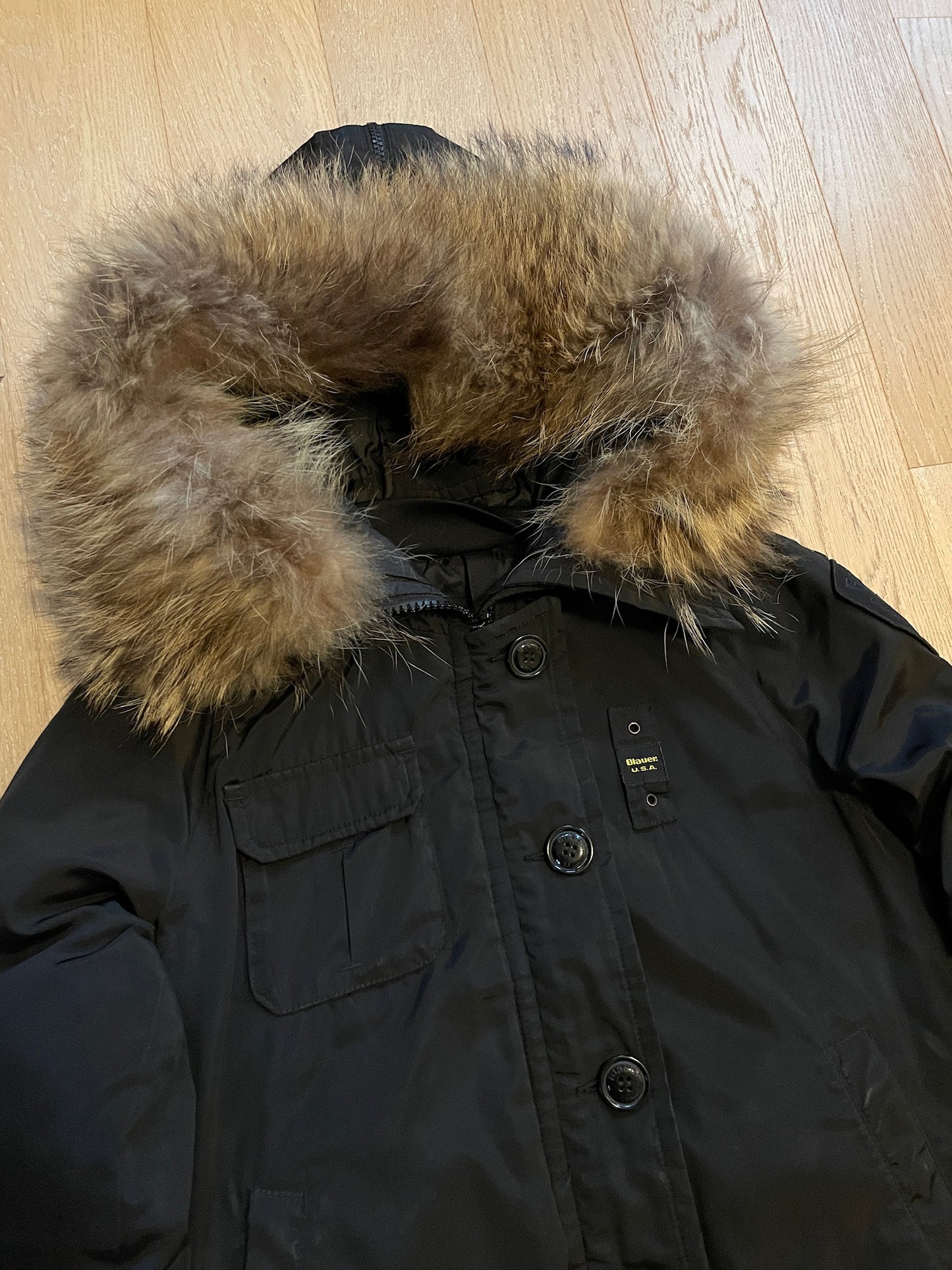 Vintage Blauer Fur Bomber Jacket