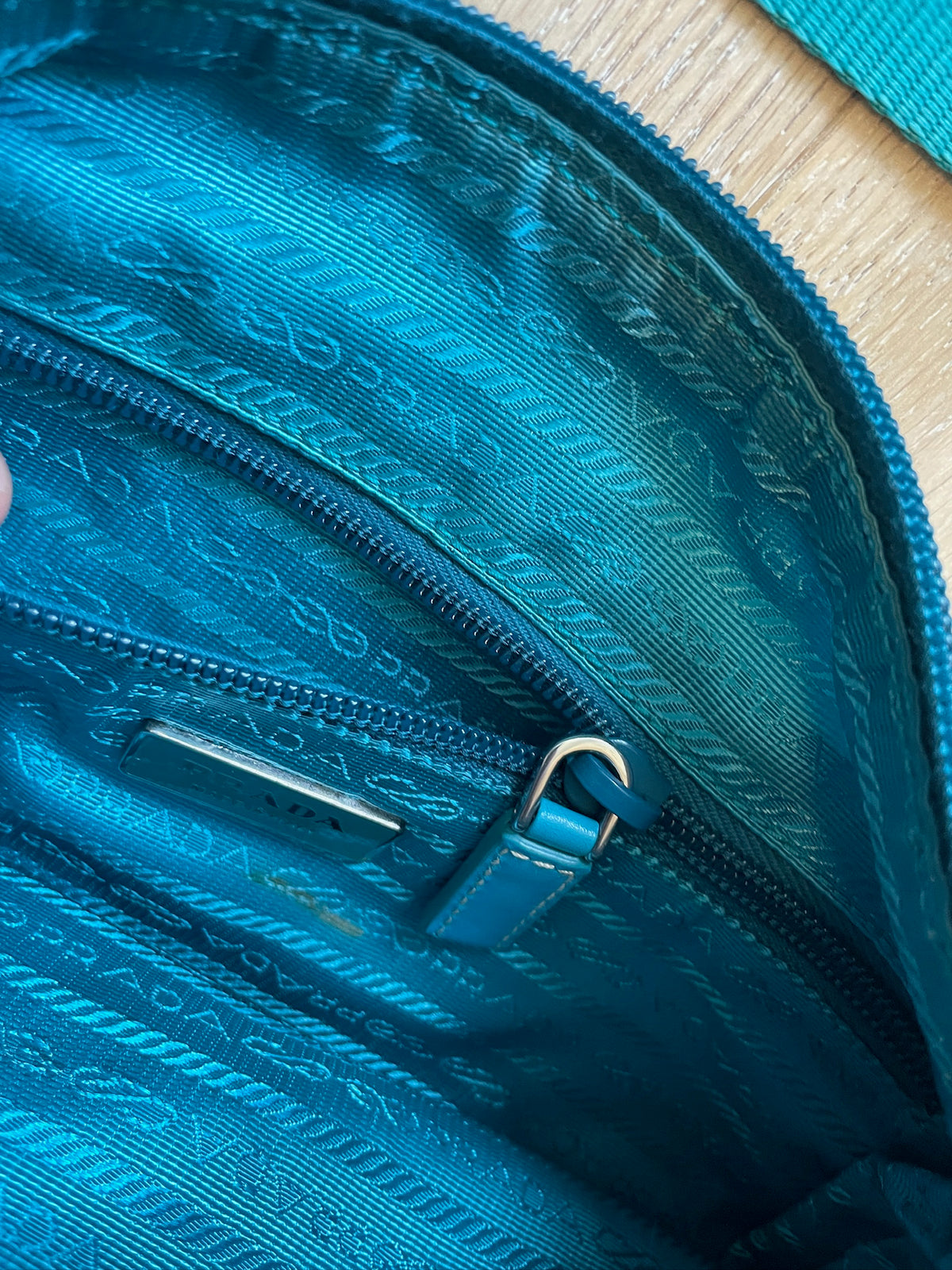 Prada Teal Flat Crossbody Bag