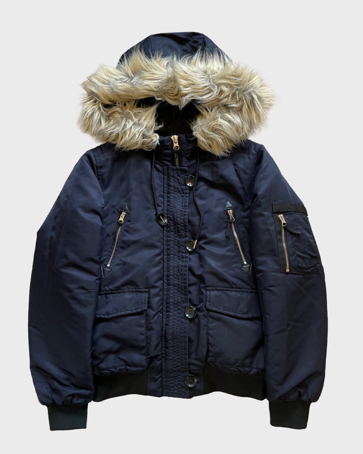 Vintage Military Fur Bomber Jacket