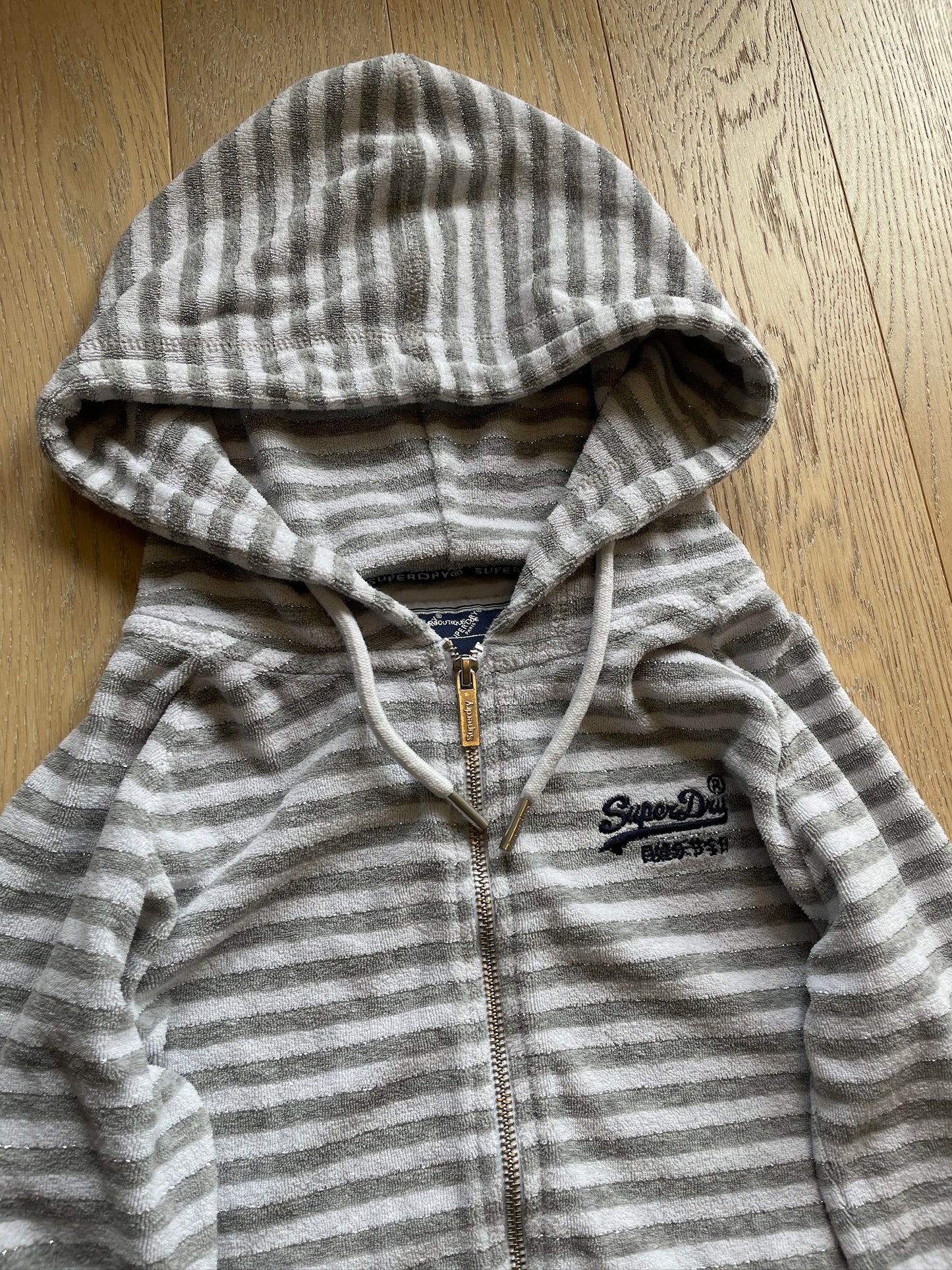 Vintage Superdry Glitter Striped Hoodie