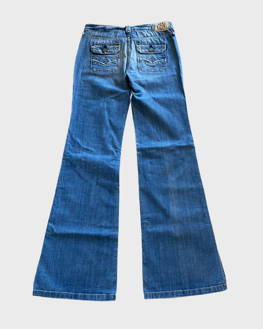 Vintage Low Waist Flared Denim Jeans