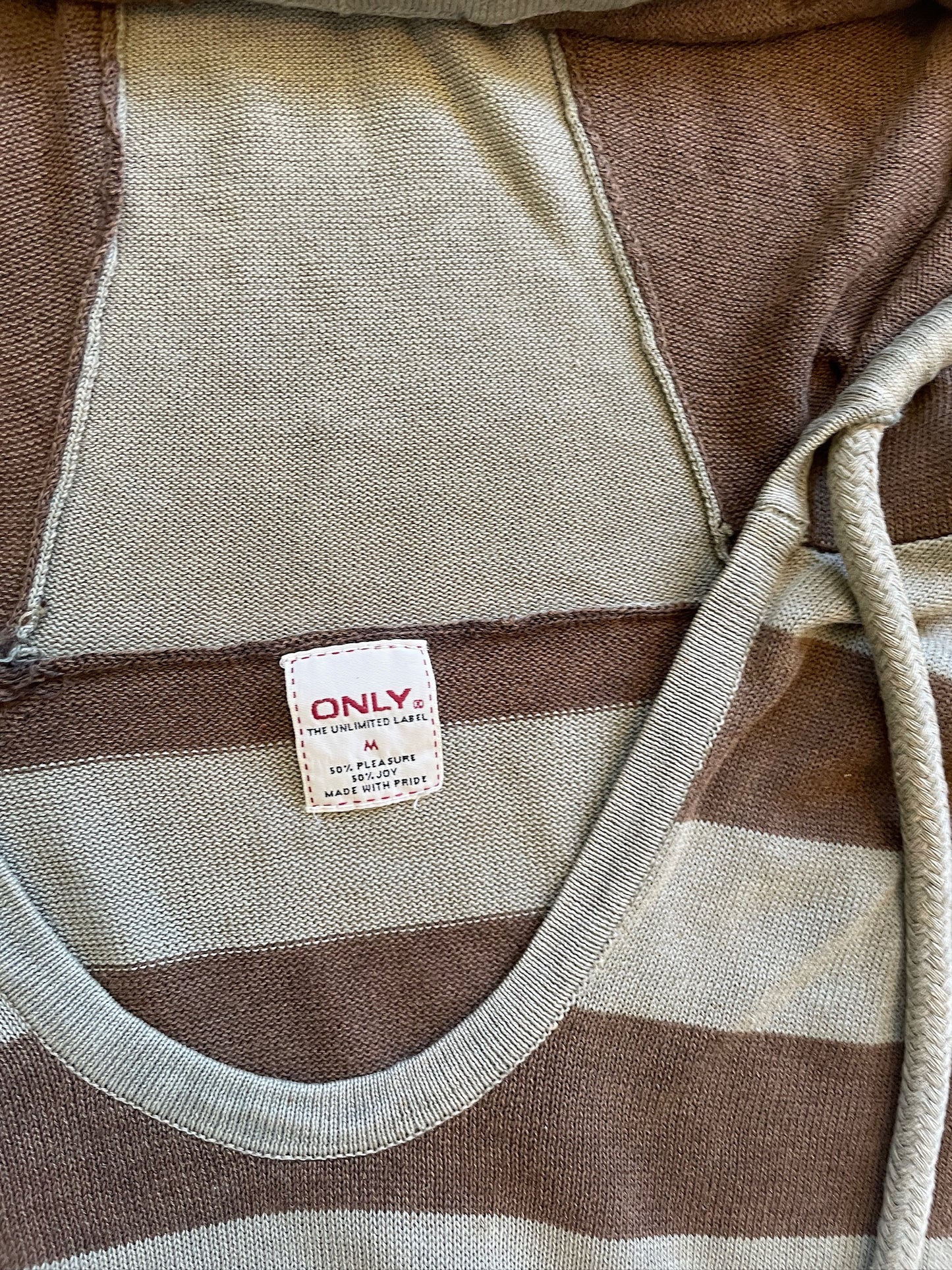 Vintage Striped Cropped Deep Neck Hoodie