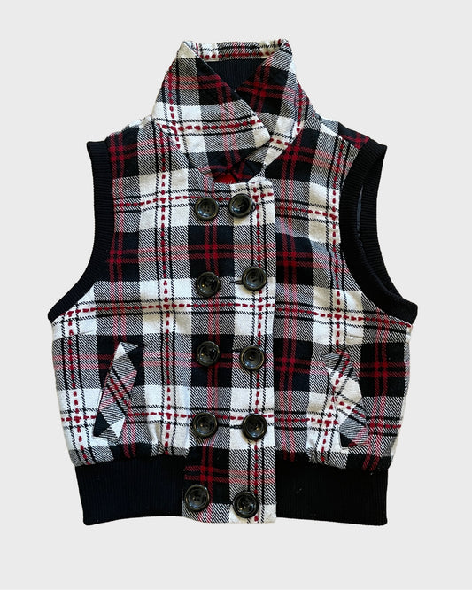 Vintage Checkered Button-Up Vest