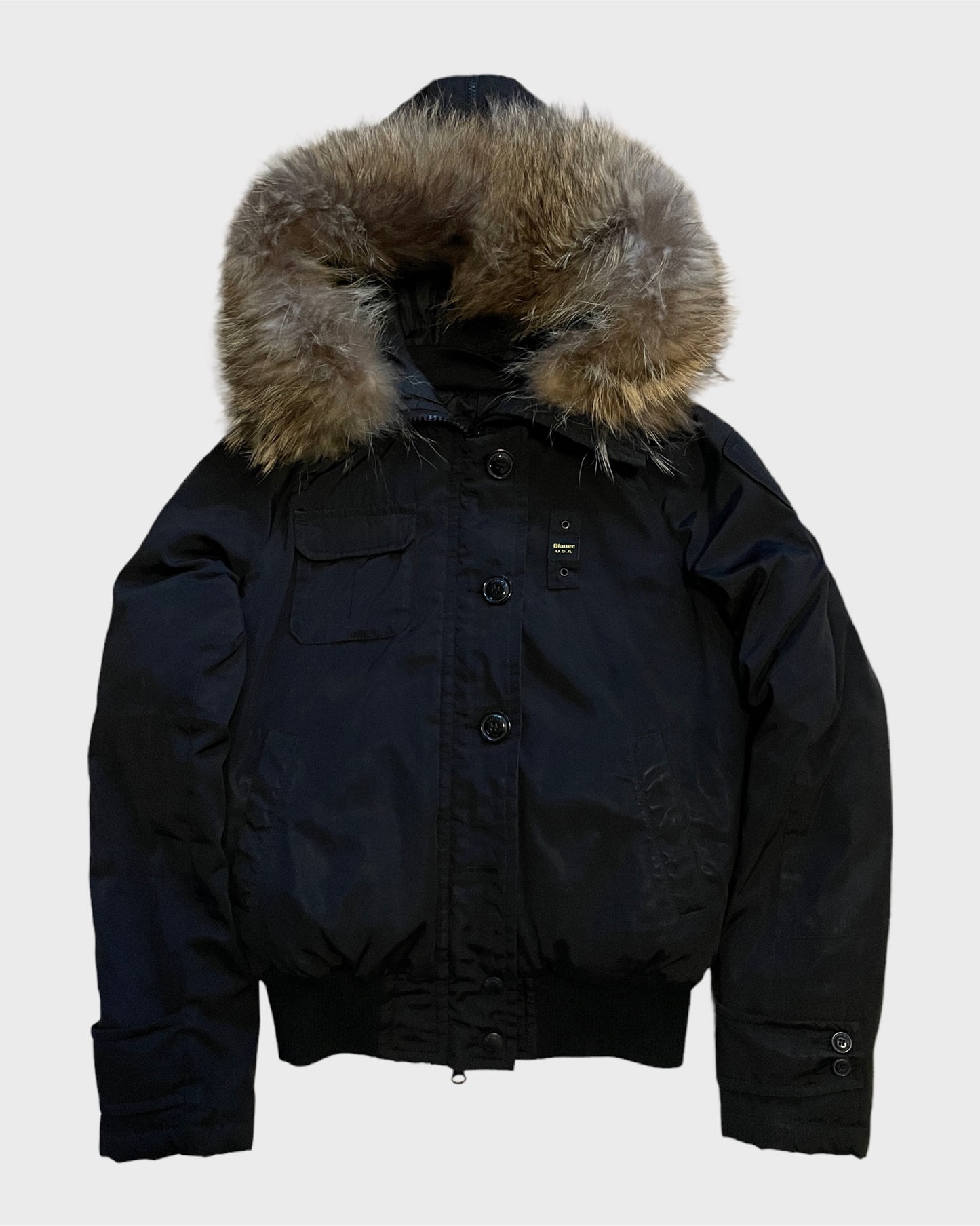 Vintage Blauer Fur Bomber Jacket