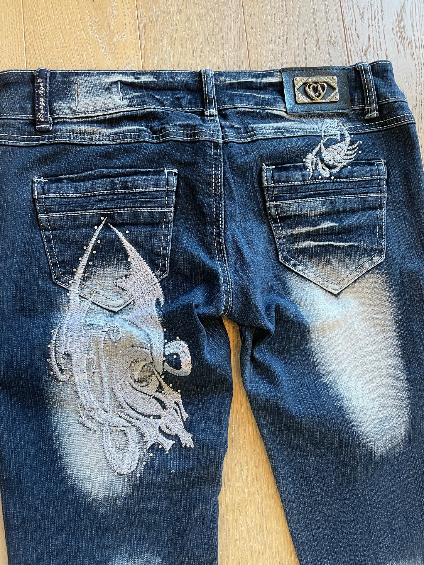 Vintage Low Waist Flared Denim Jeans y2k