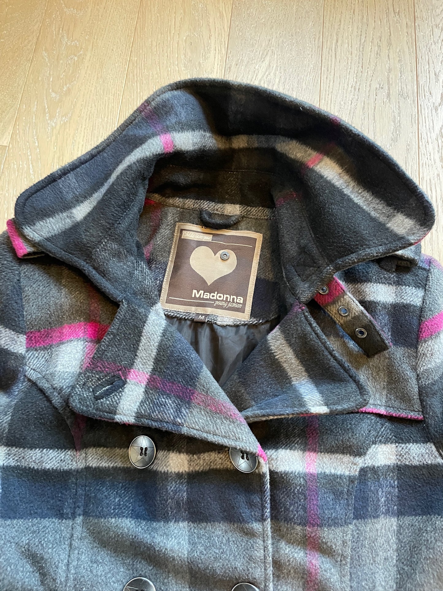 Vintage Double Breasted Plaid Wool Jacket