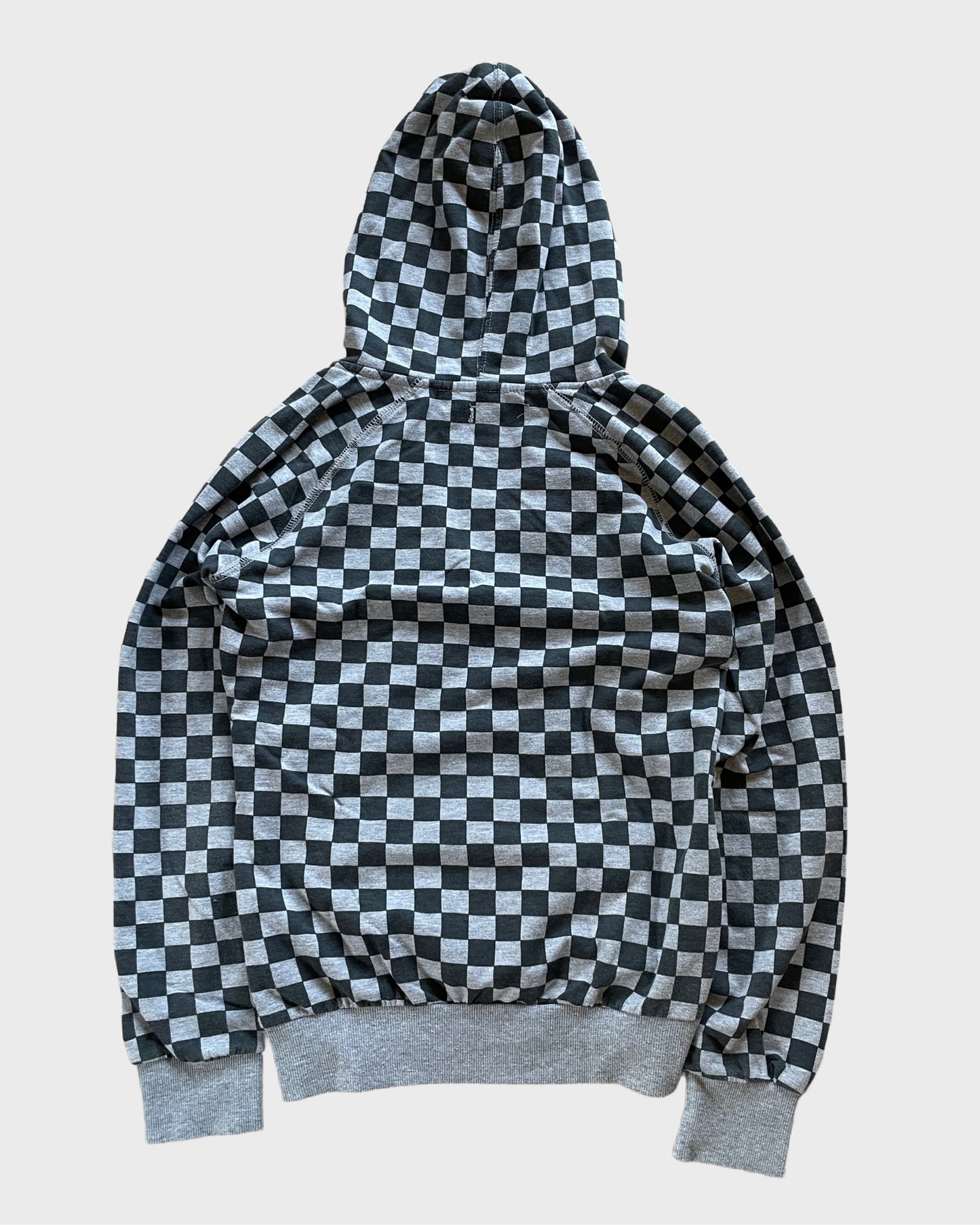 Vintage Checkerboard Deep Neck Hoodie