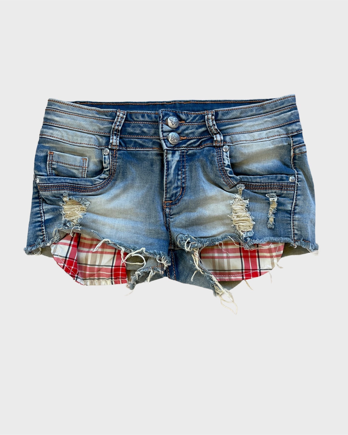 Vintage Plaid Jeans Shorts