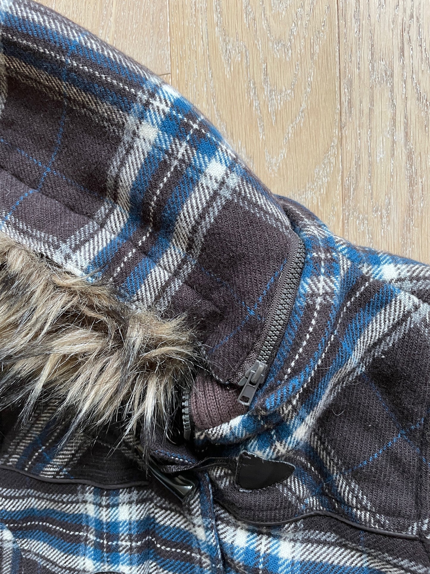 Vintage Fur Plaid Vest