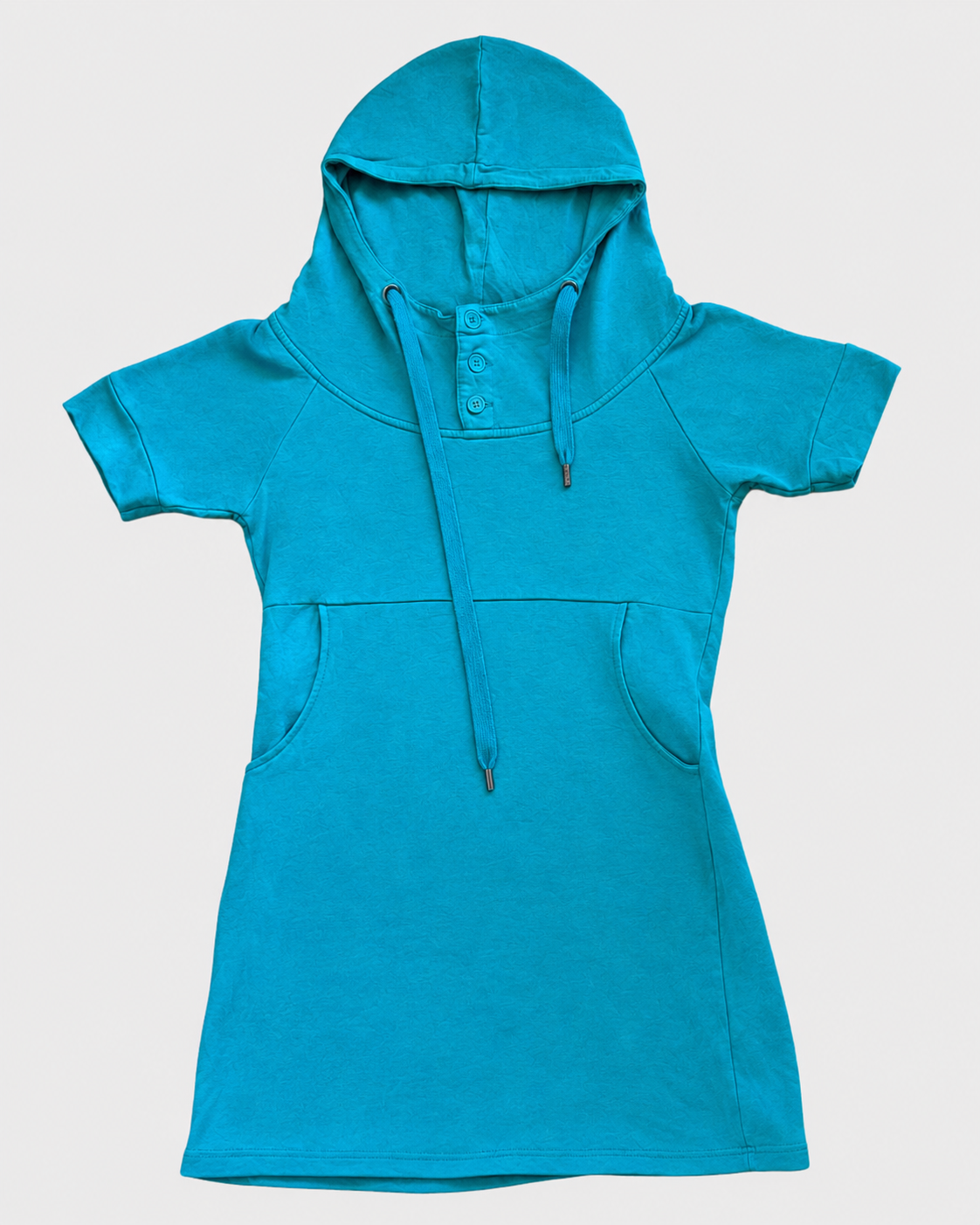Vintage Teal Shortsleeve Hoodie/ Minidress