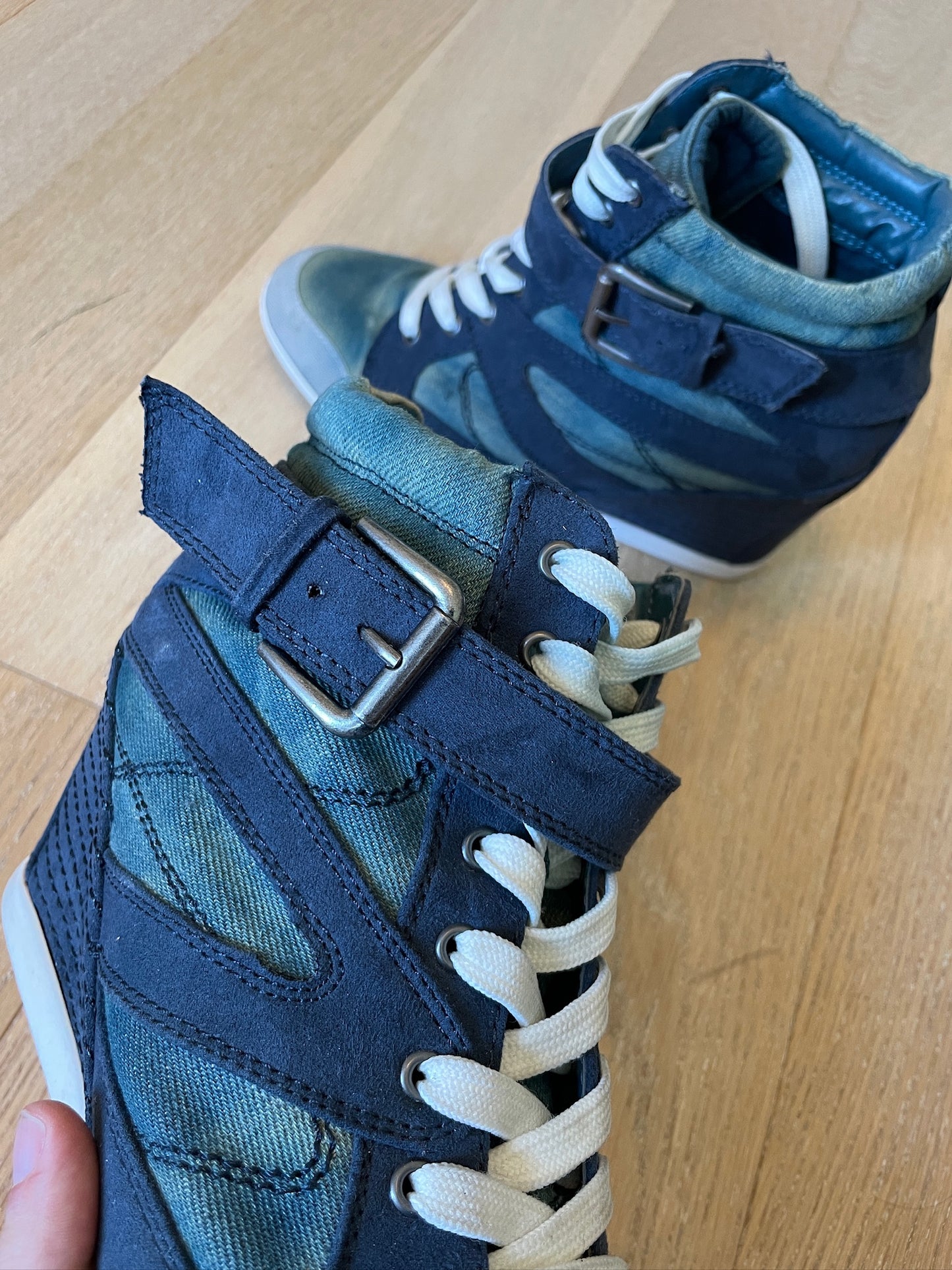Vintage Denim Wedge Sneaker