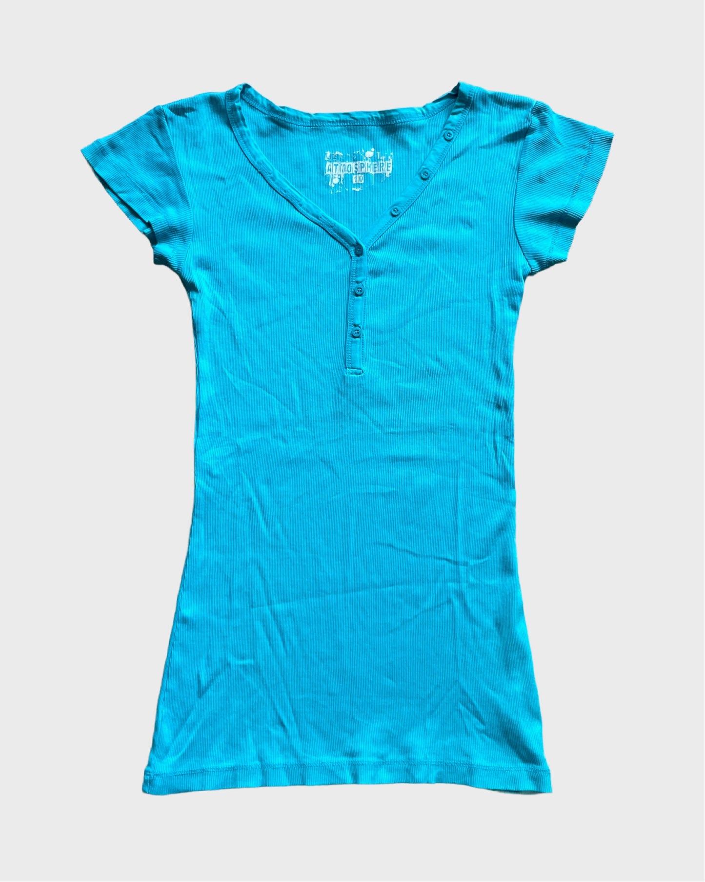 Vintage Teal Henley Top