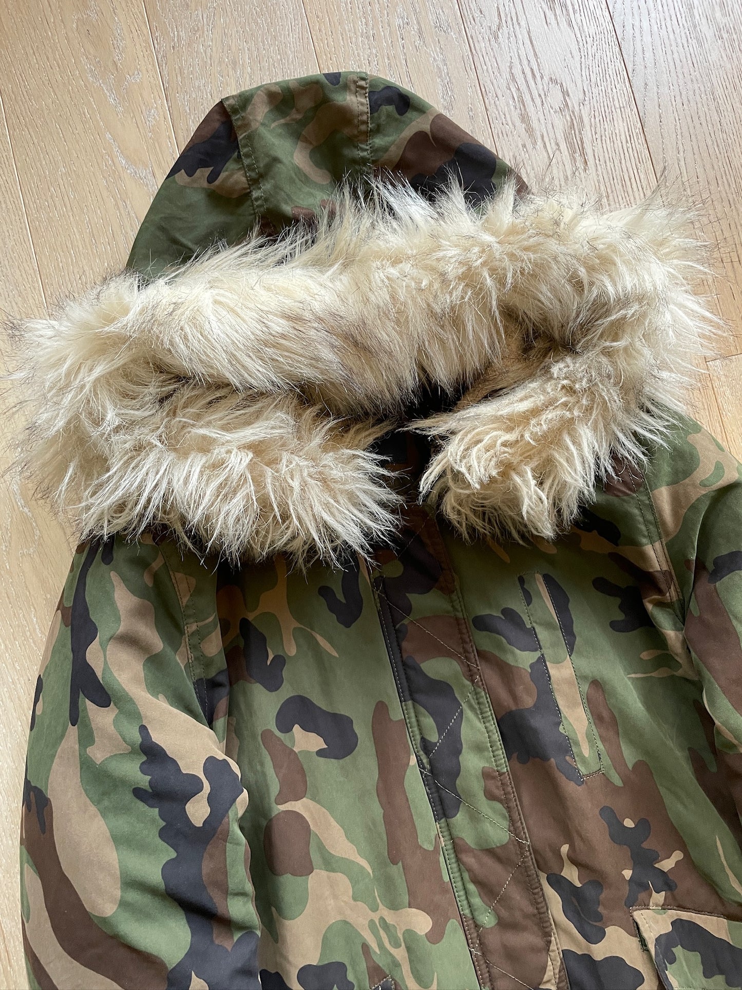 Vintage Camouflage Fur Jacket