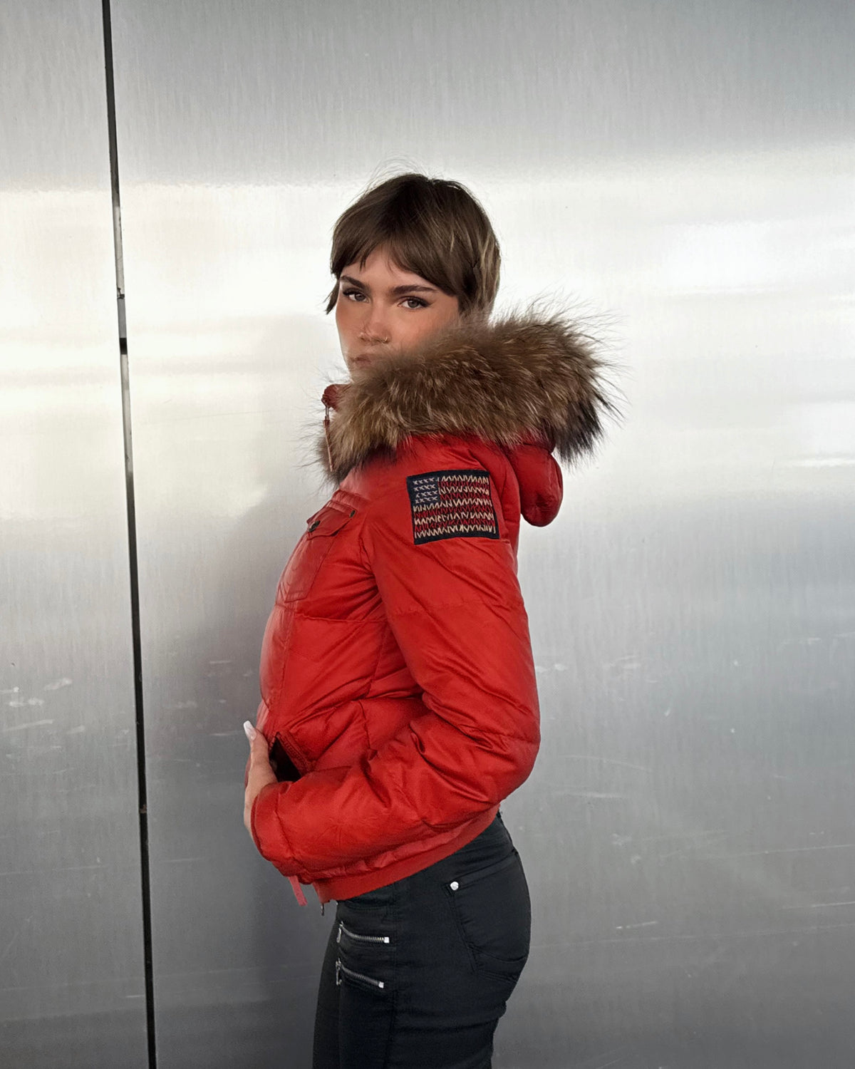 True Religion Fur Puffer Jacket