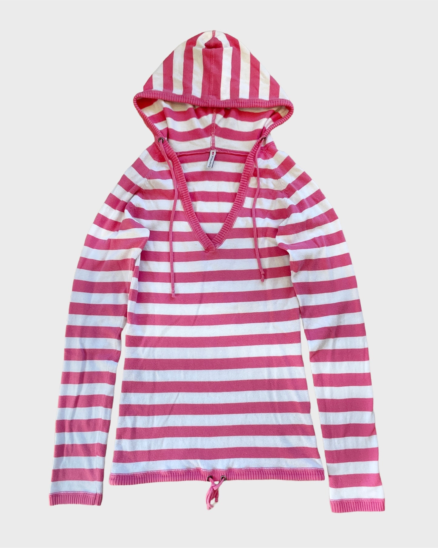 Vintage Striped Deep Neck Hoodie