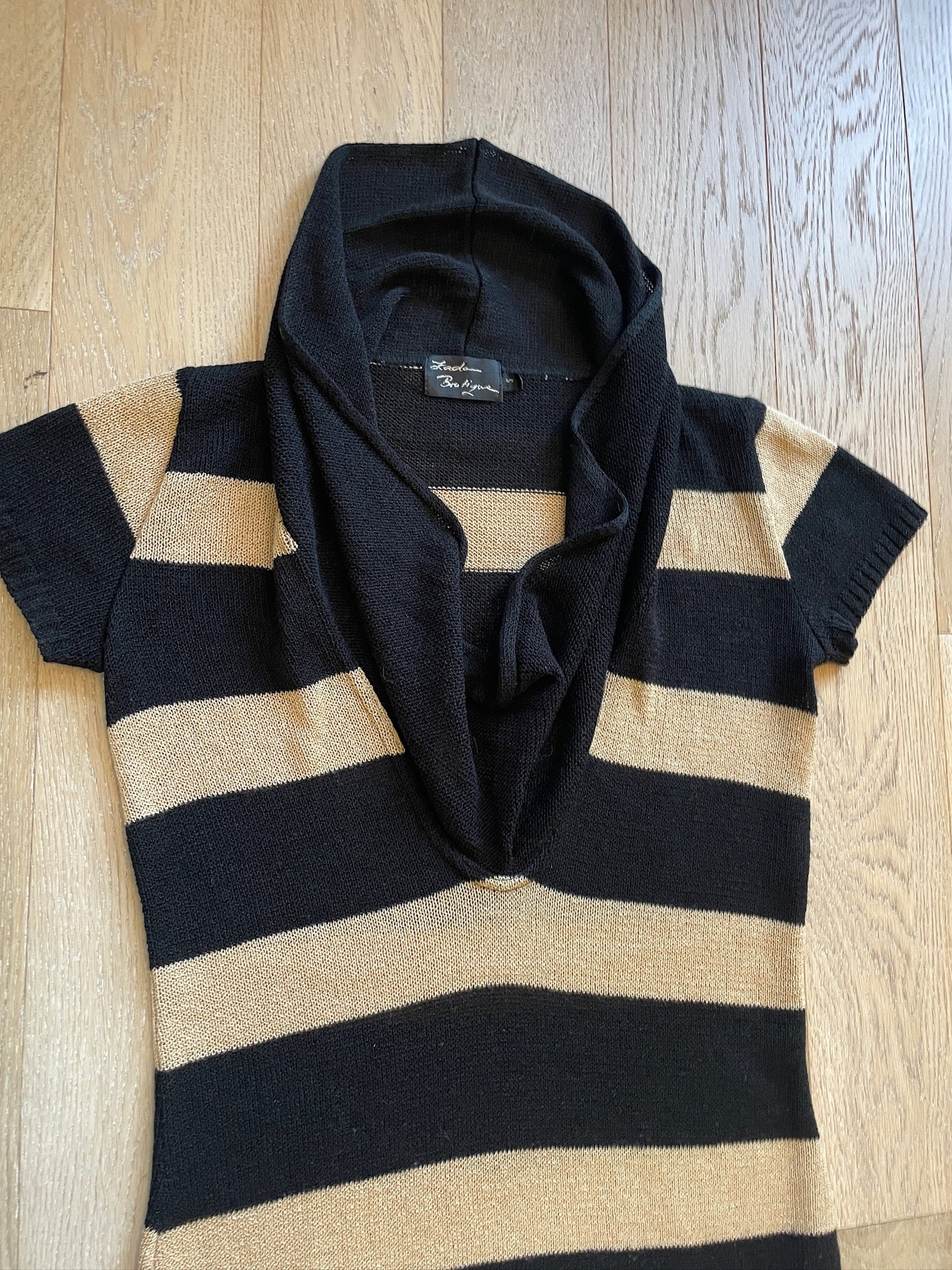 Vintage Striped Hooded Knit Dress