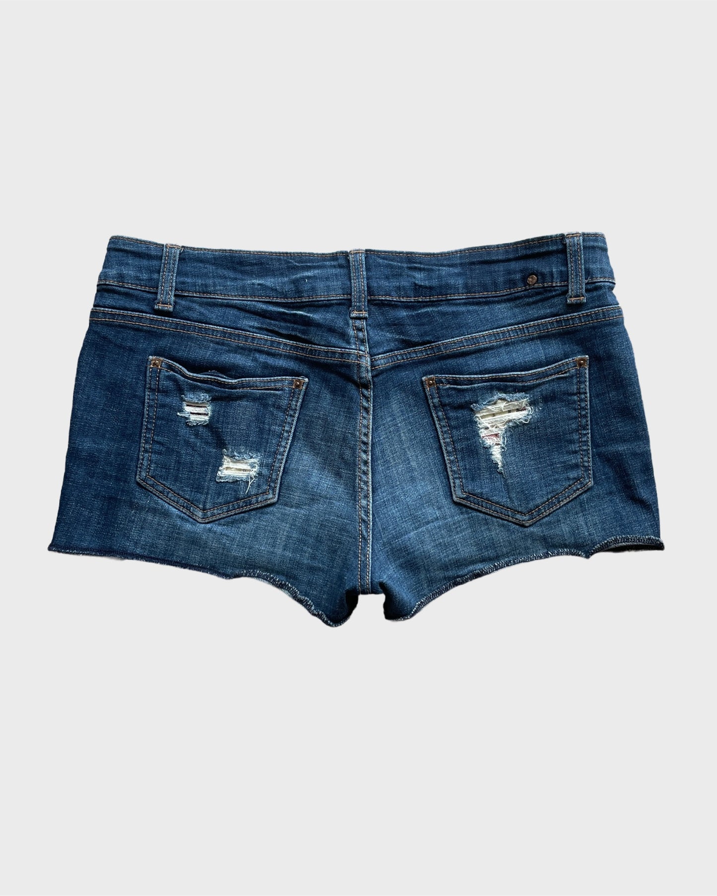 Vintage Plaid Denim Shorts