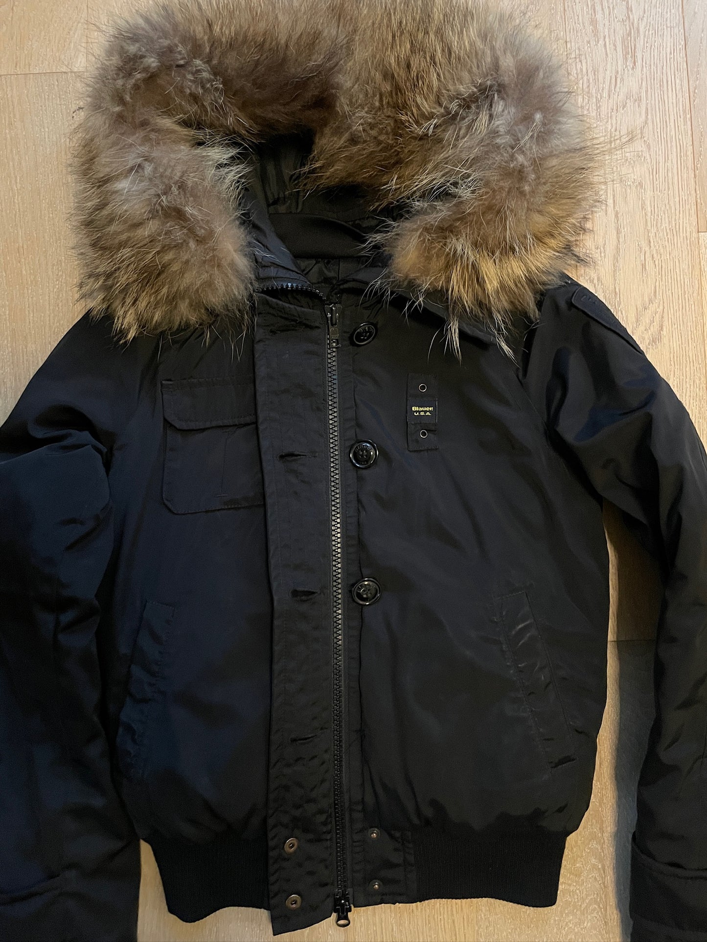 Vintage Blauer Fur Bomber Jacket