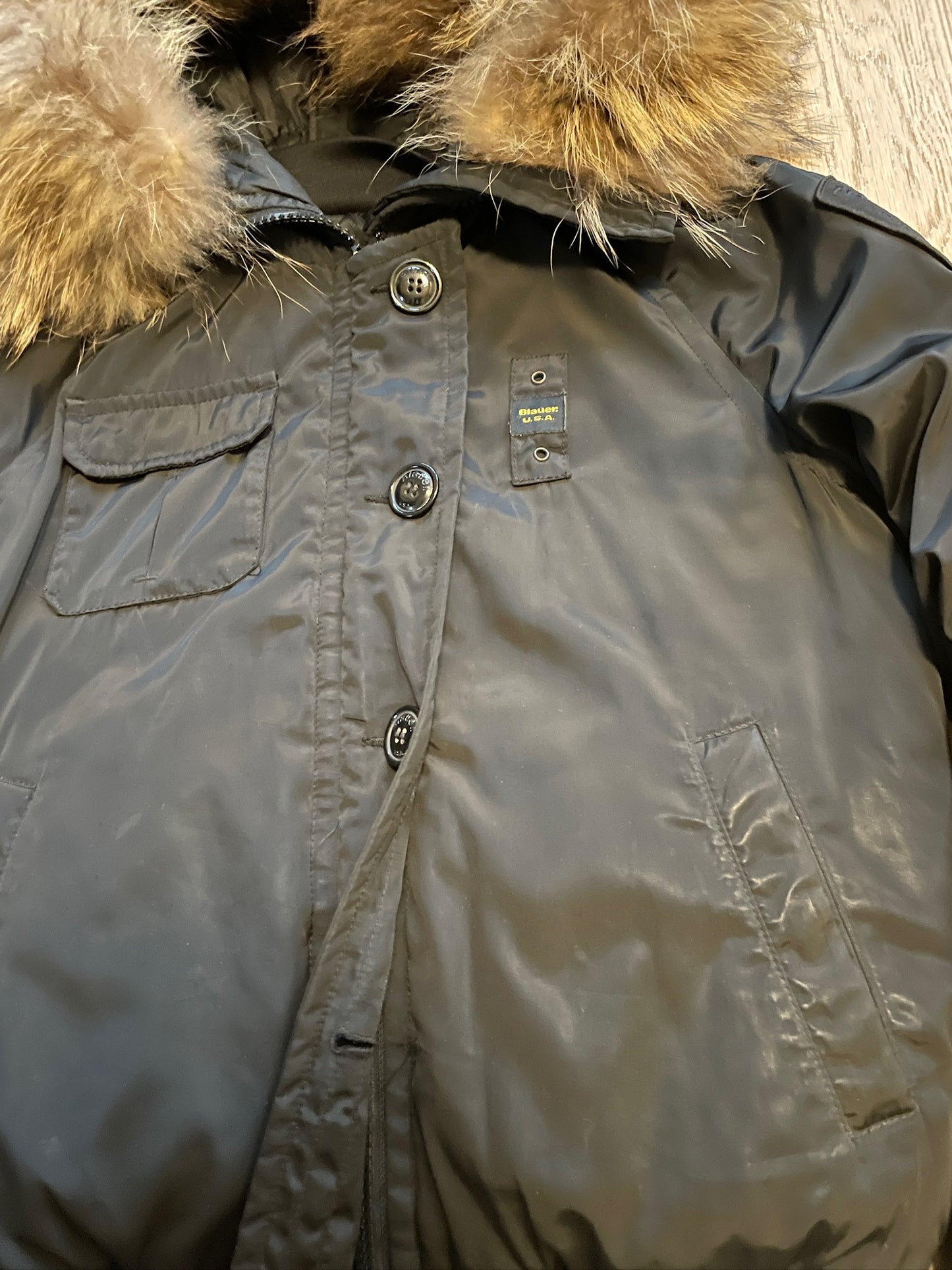 Vintage Blauer Fur Bomber Jacket