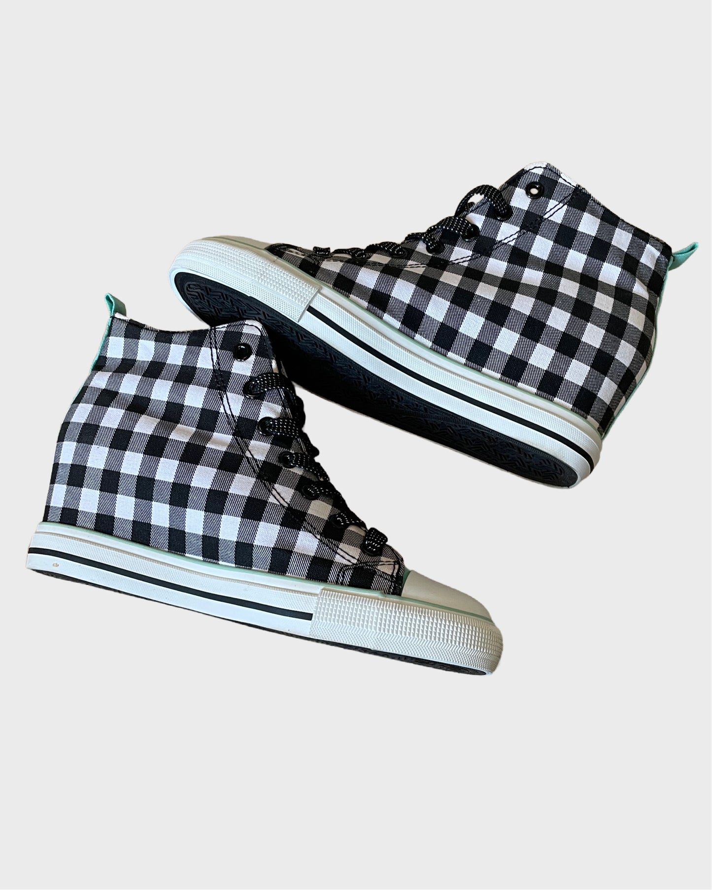 Vintage Plaid Studded Wedge Chucks