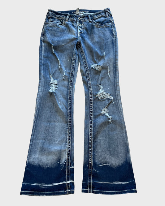 Vintage Ripped Flared Denim Jeans
