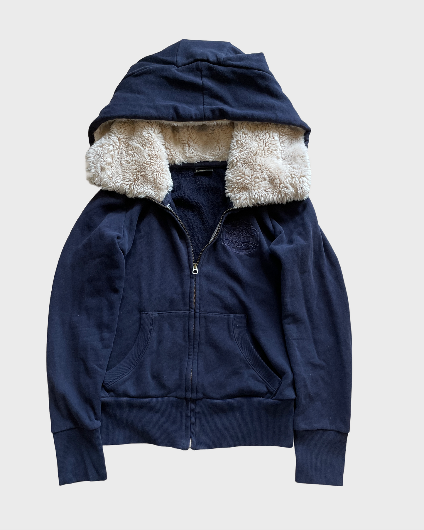 Vintage Napapijri Fur Zip Hoodie