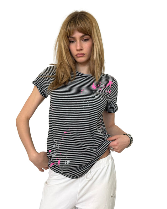 Vintage Superdry Striped Paint Splash T-Shirt