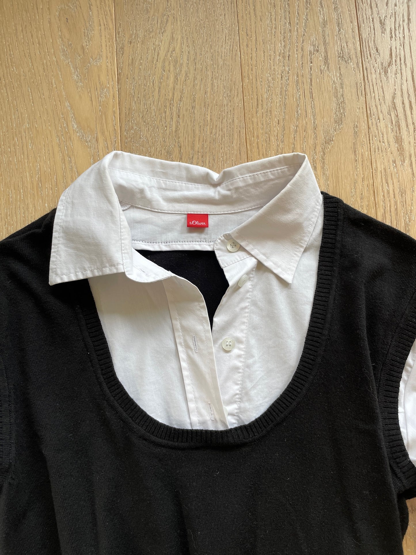 Vintage Knit Vest with Integrated Shirt