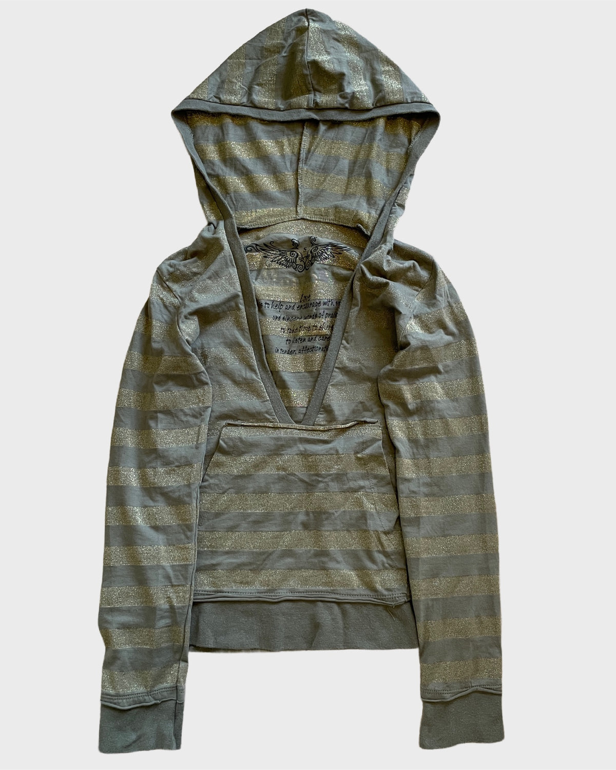 Striped V-Neck Hoodie