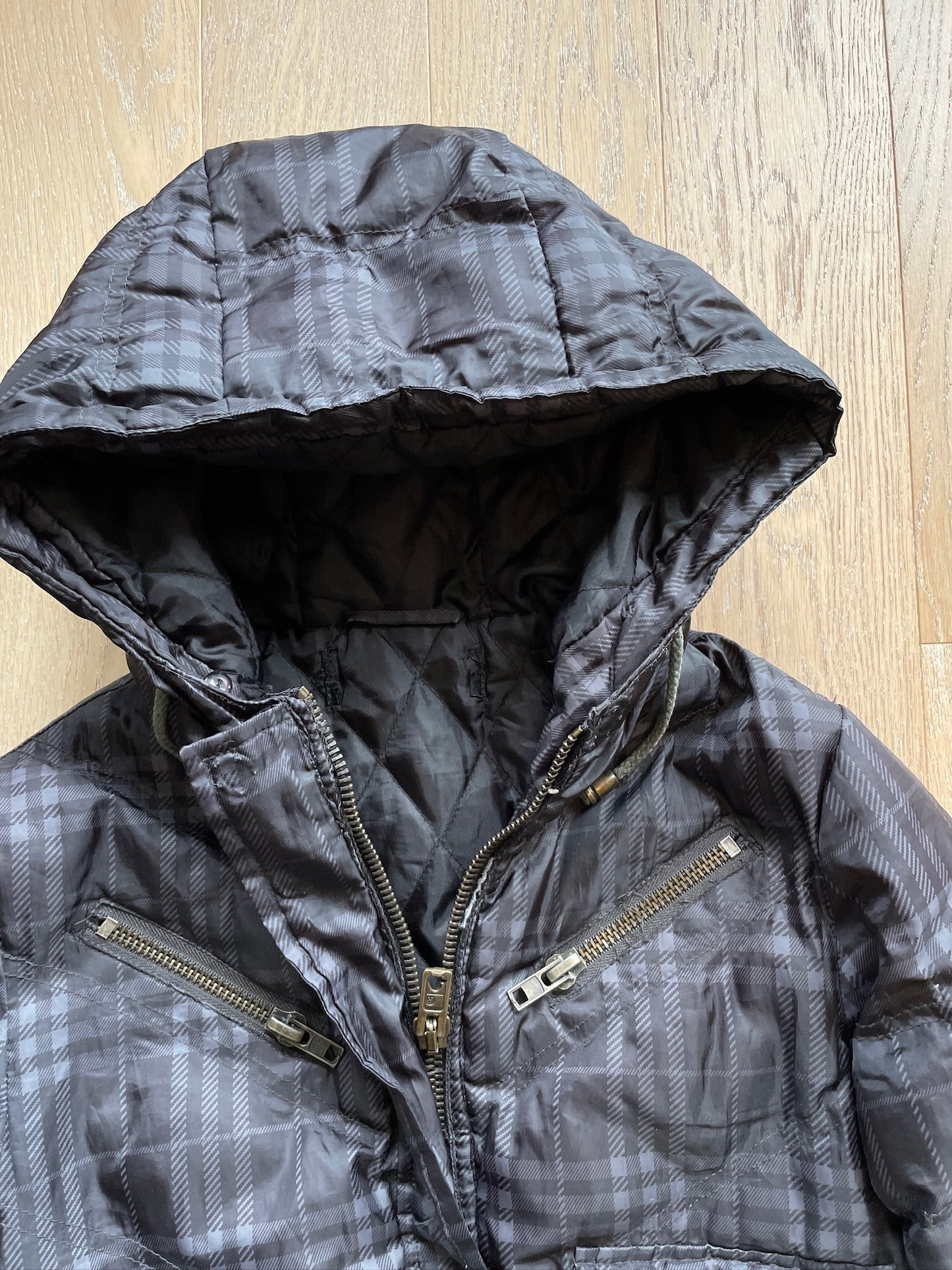 Vintage Plaid Cropped Puffer Jacket