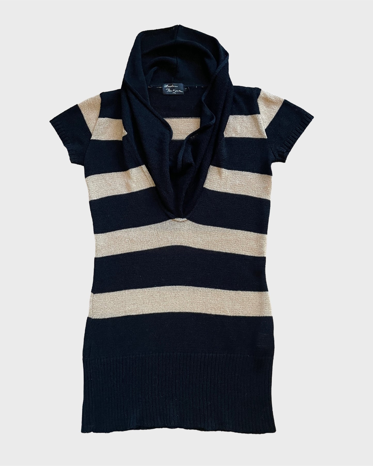 Vintage Striped Hooded Knit Dress