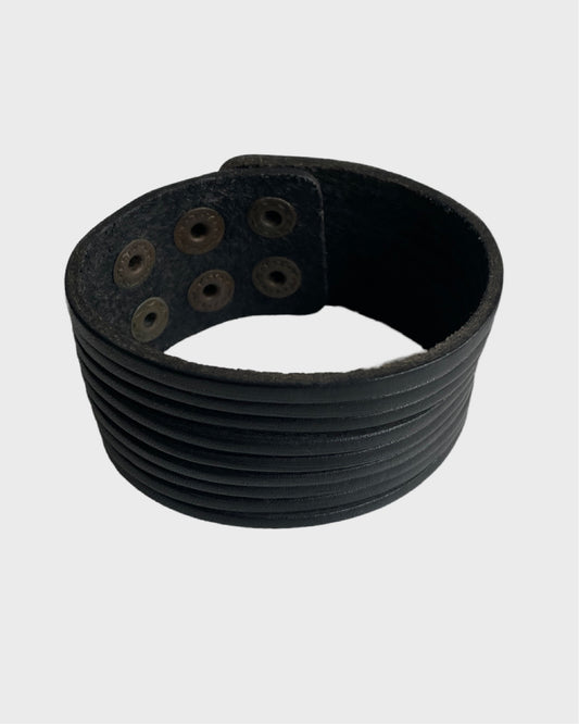 Black Leather Cuff Bracelet