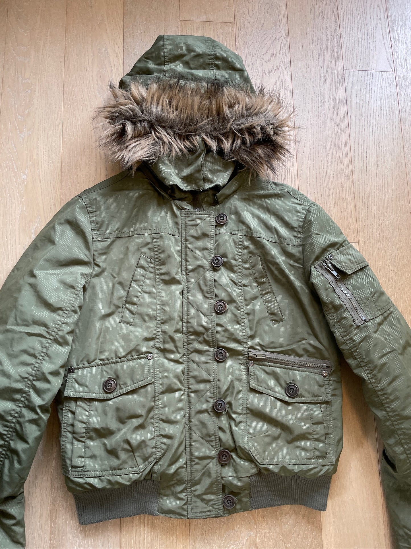 Vintage Military Fur Bomber Jacket