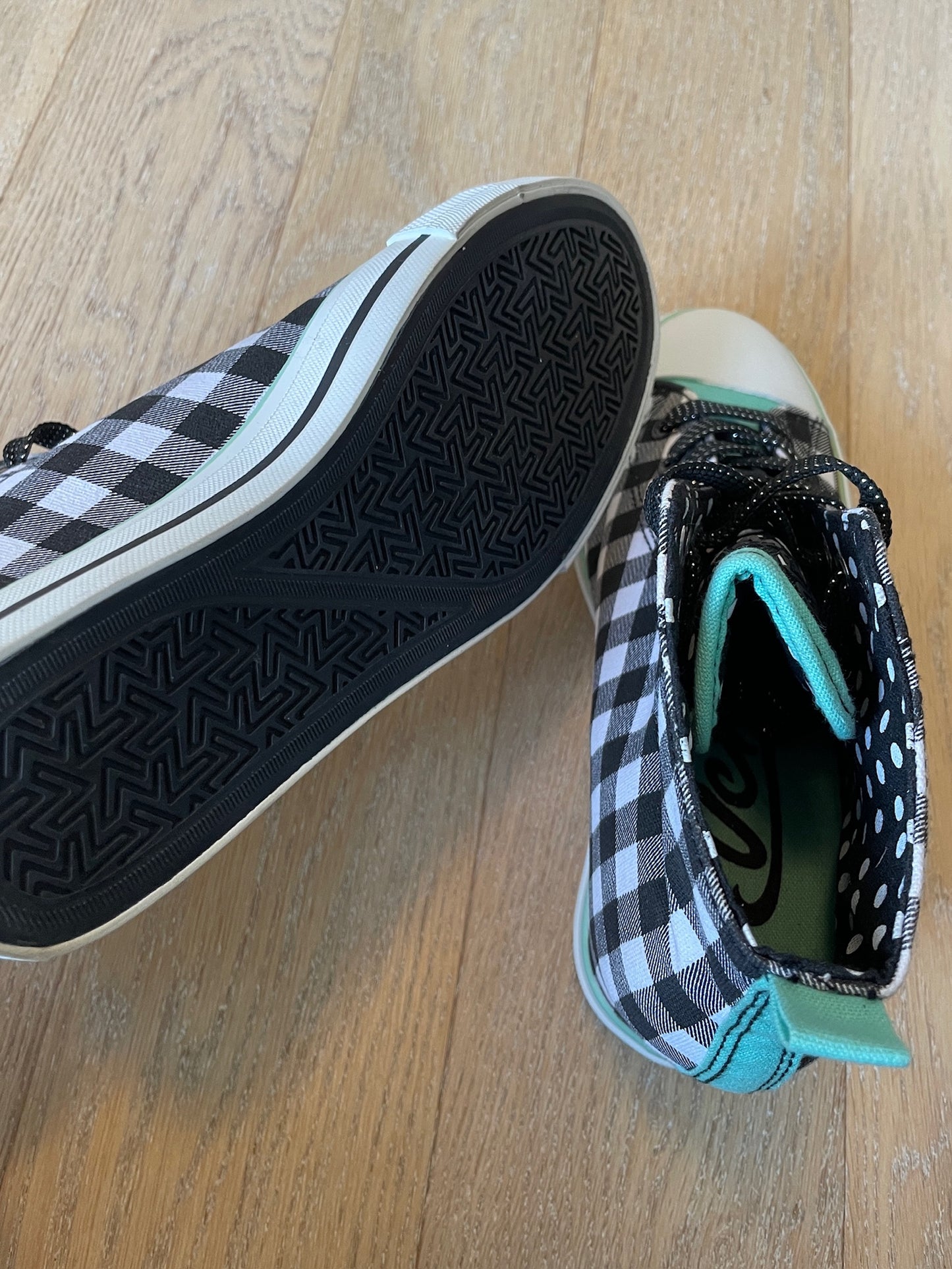 Vintage Plaid Studded Wedge Chucks
