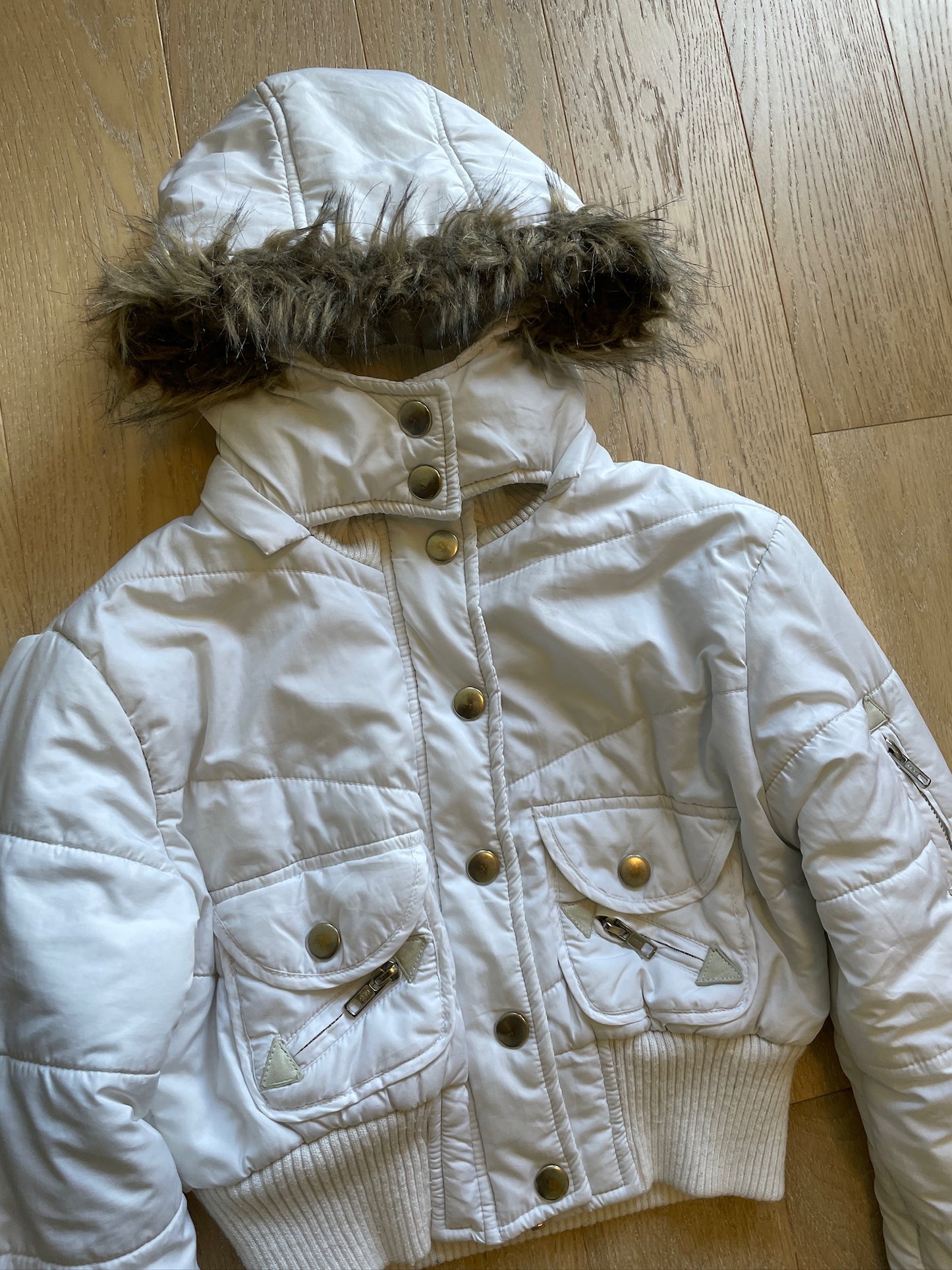 Vintage Cropped Fur Bomber Jacket