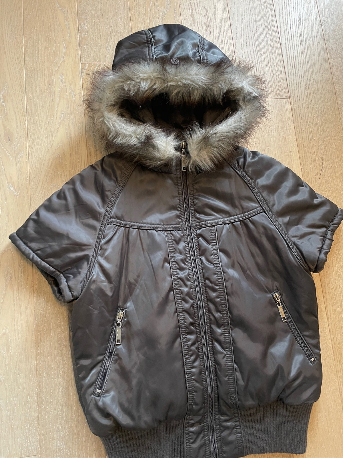 Shortsleeve Fur Bomber Jacket