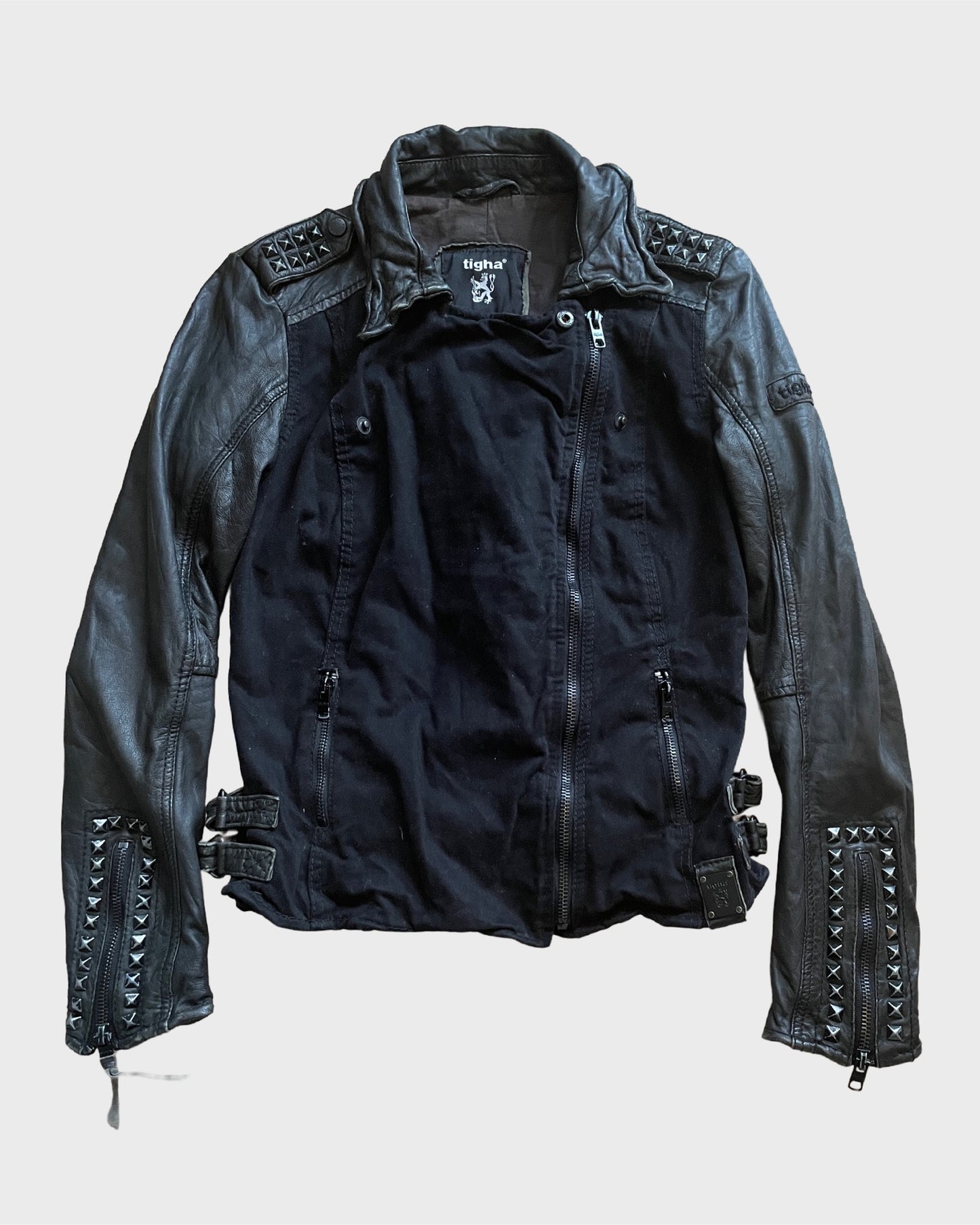 Vintage Studded Leather Biker Jacket