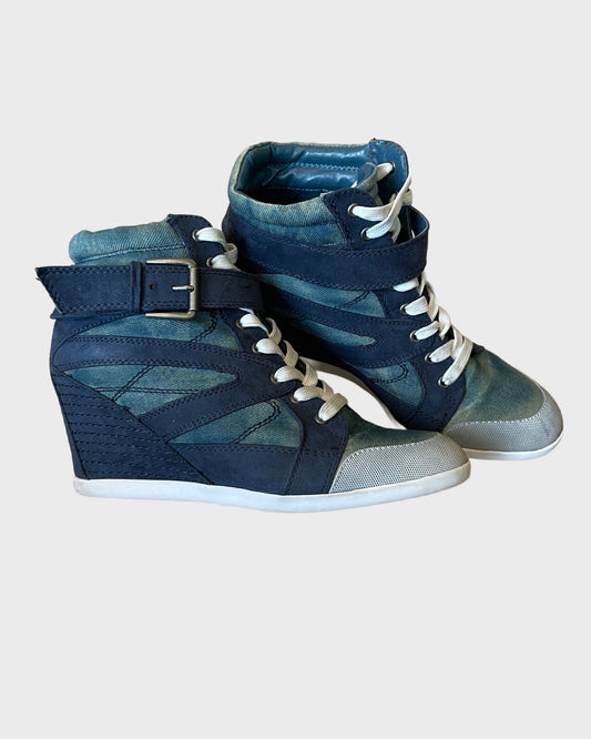 Vintage Denim Wedge Sneaker