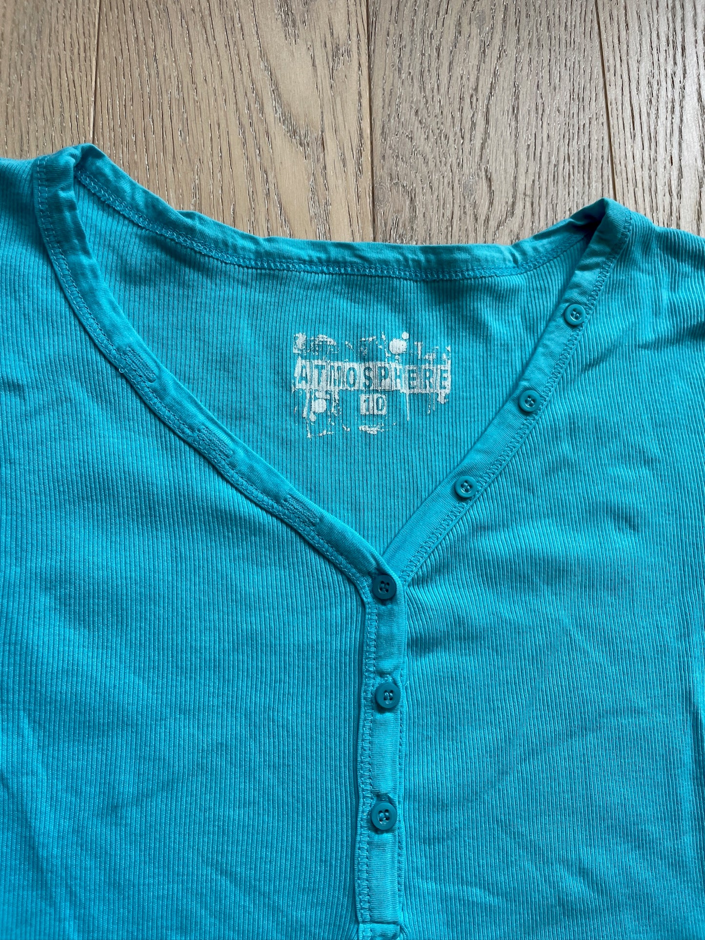 Vintage Teal Henley Top