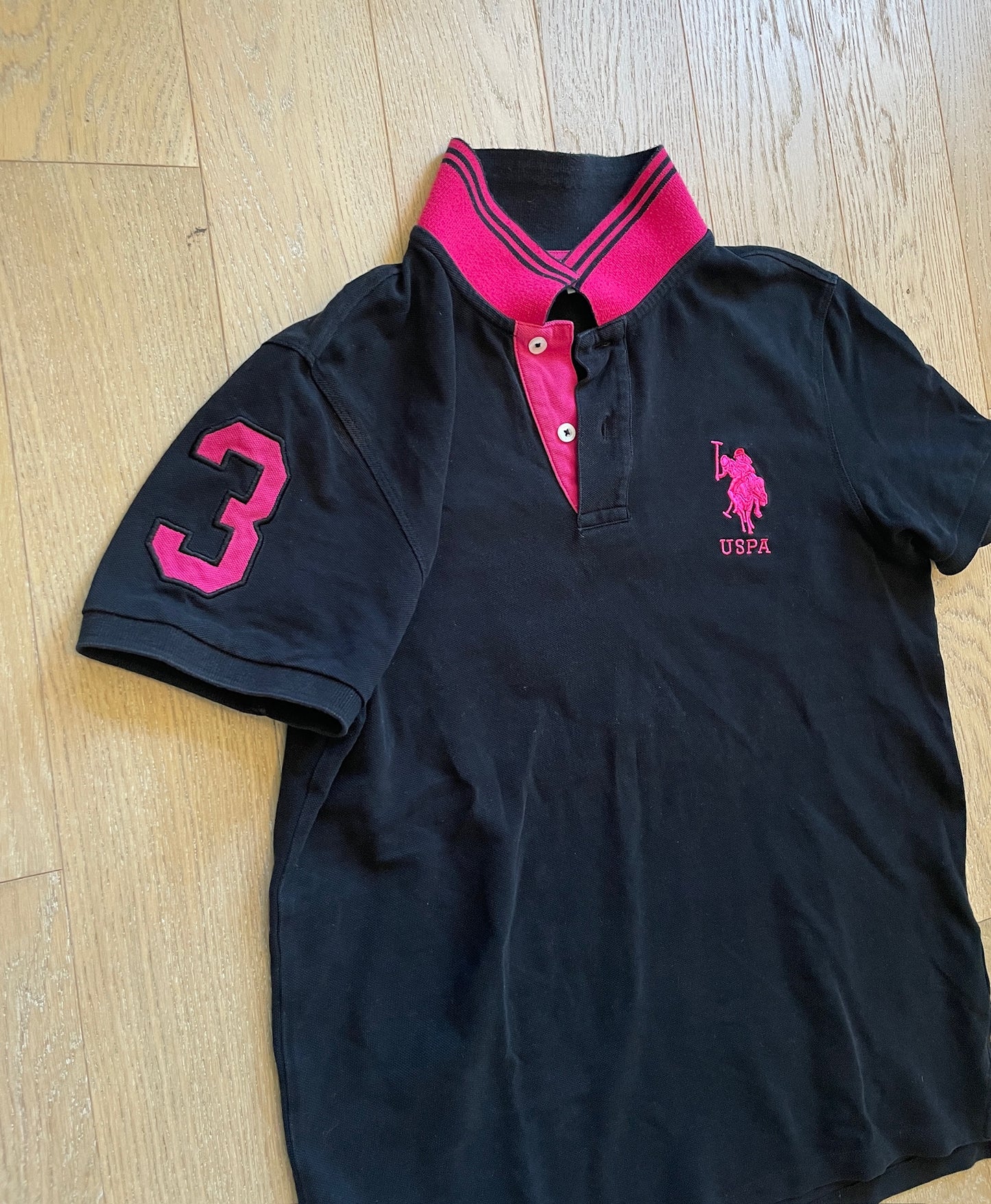 Vintage USPA Polo with Neon Pink Details