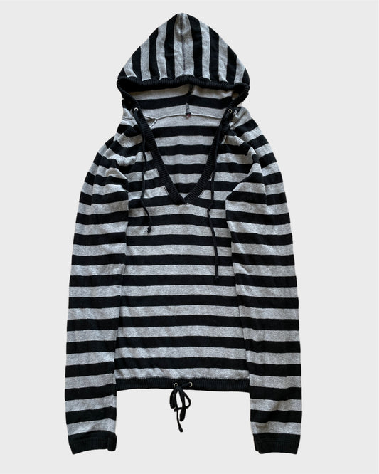 Vintage Striped Knit Hoodie