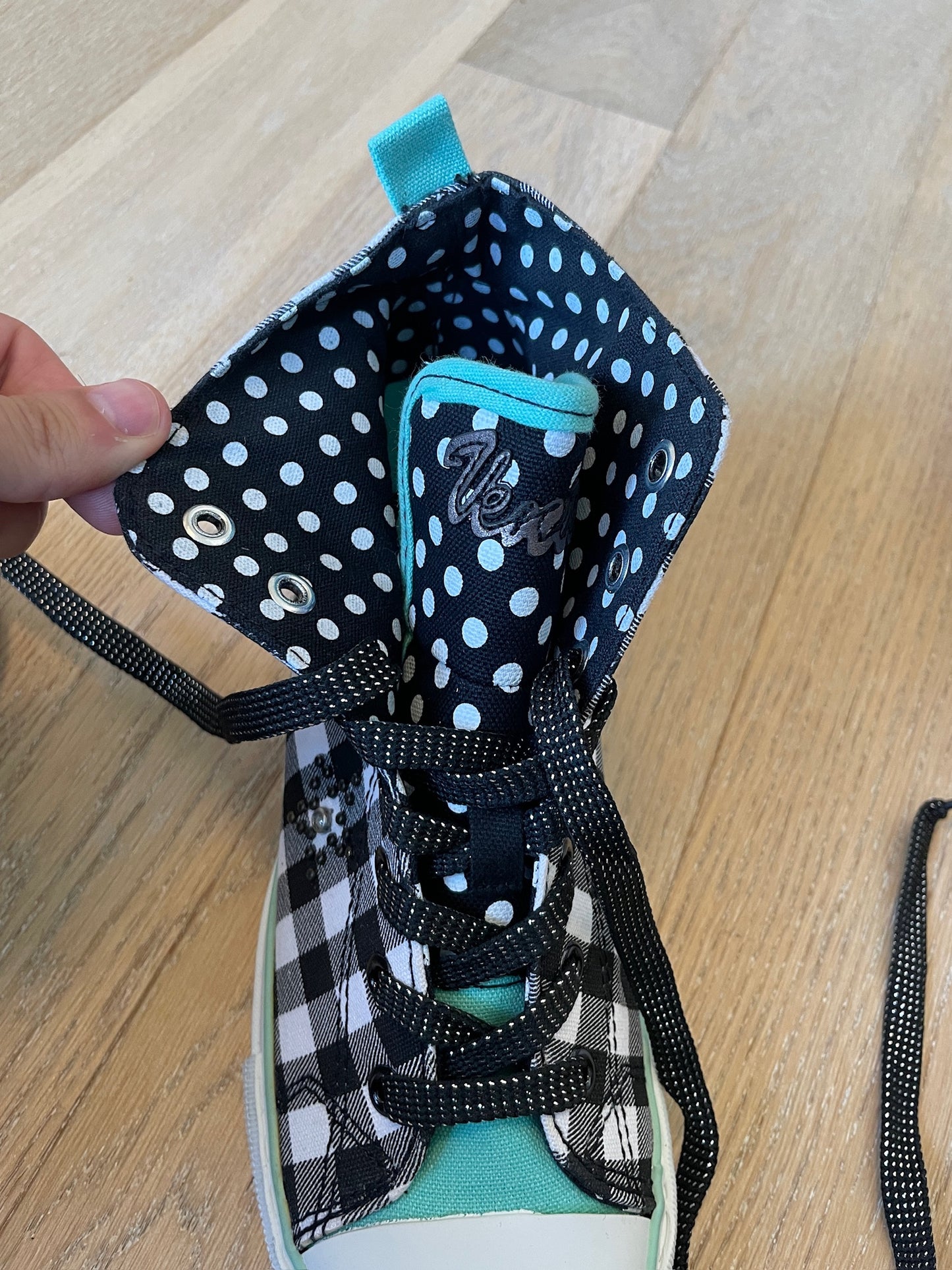 Vintage Plaid Studded Wedge Chucks