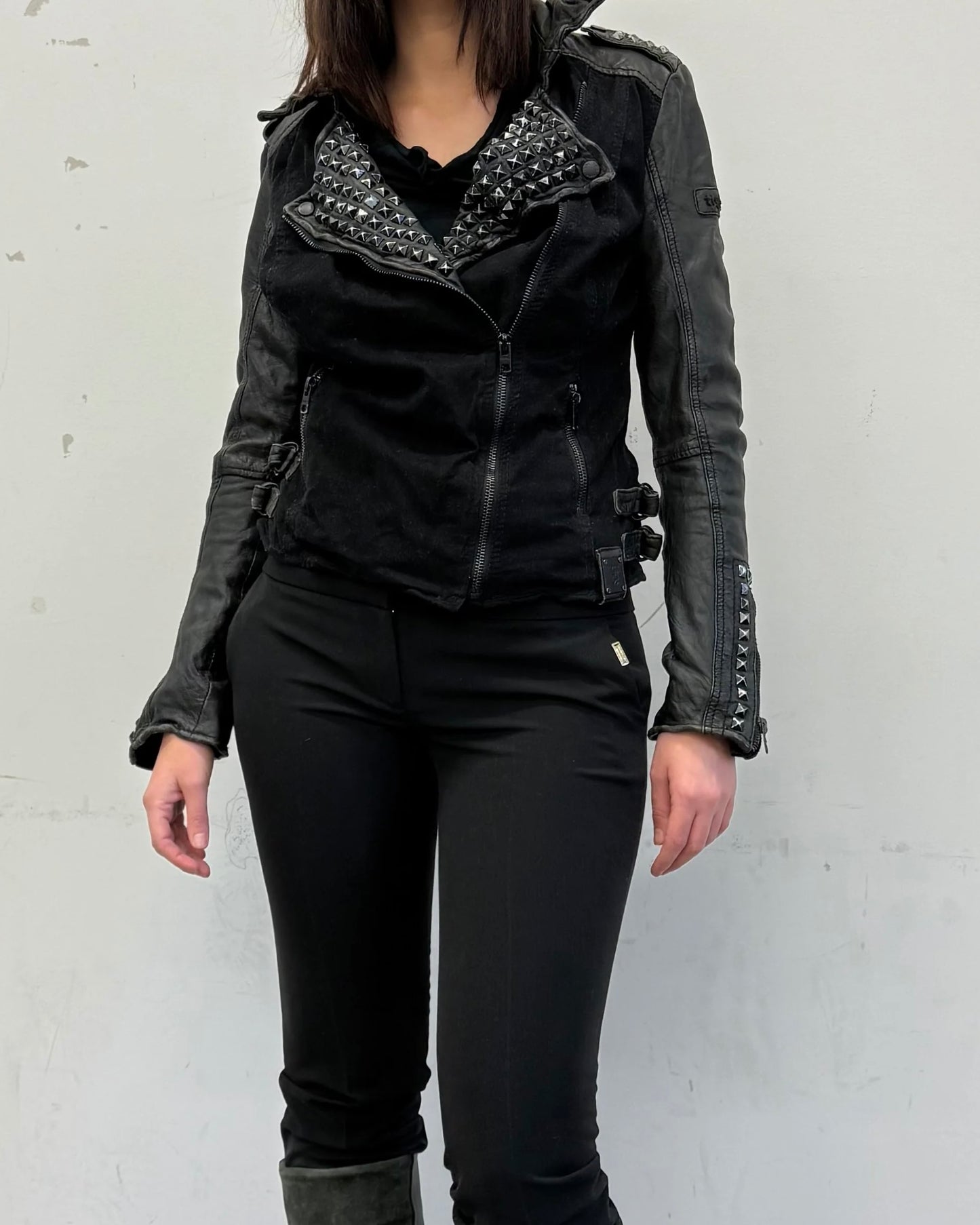 Vintage Studded Leather Biker Jacket