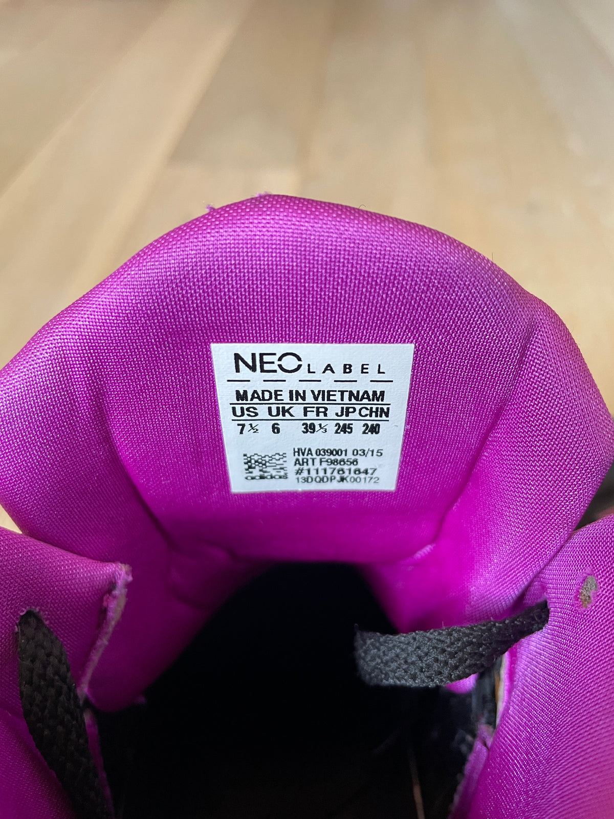 Adidas Black Purple Teal High Top Wedge Sneaker